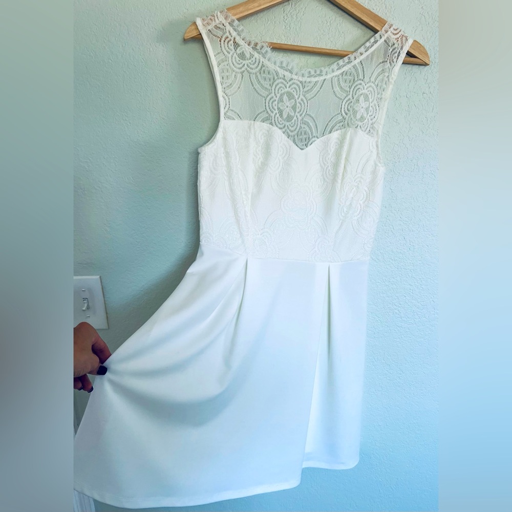 Lace White Flair Dress